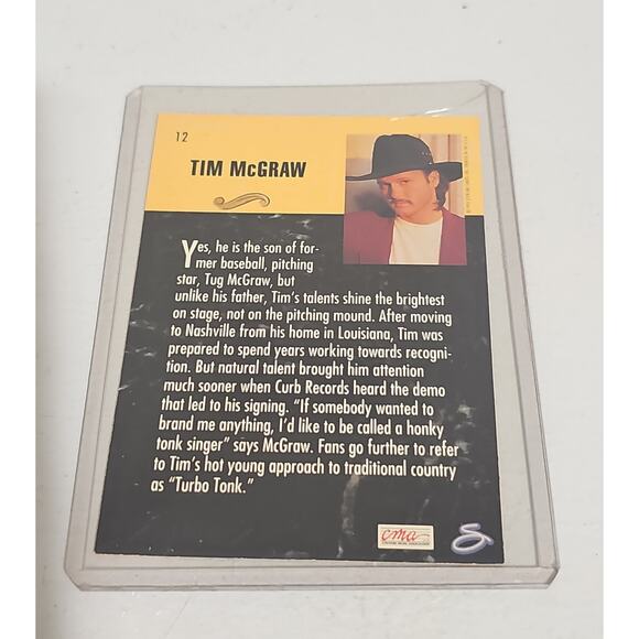 Tim McGraw 1993 Sterling Country Gold Series Card Trading Card - Picture 4 of 6